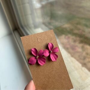 Pink Flower Stud Earrings